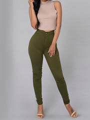 High Waist Skinny Leggings Casual Solid Leggings