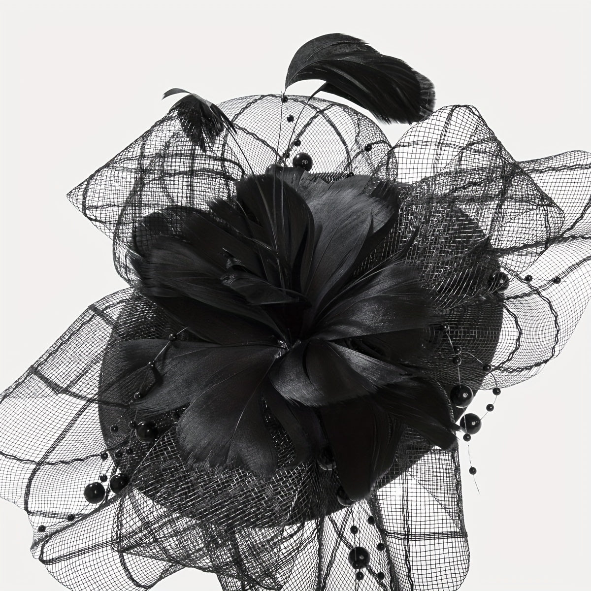 Women Flower Mesh Veil Head Piece Wedding Hat Derbyhat Church Hat