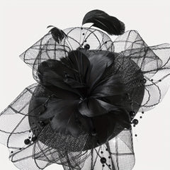 Women Flower Mesh Veil Head Piece Wedding Hat Derbyhat Church Hat