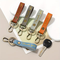 5pcs Retro PU Leather Keychain for Car Keys Backpacks Wallets