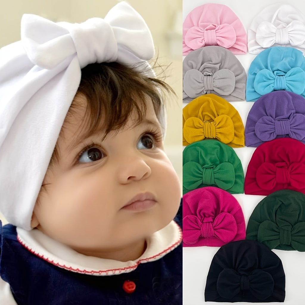 Infant Head Wrap Hat Bow Beanie Caps Turban For Baby Boys And Girls