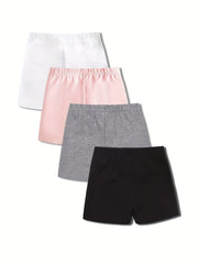 4pcs Girls Elastic Comfy Shorts Children Summer Safety Pants