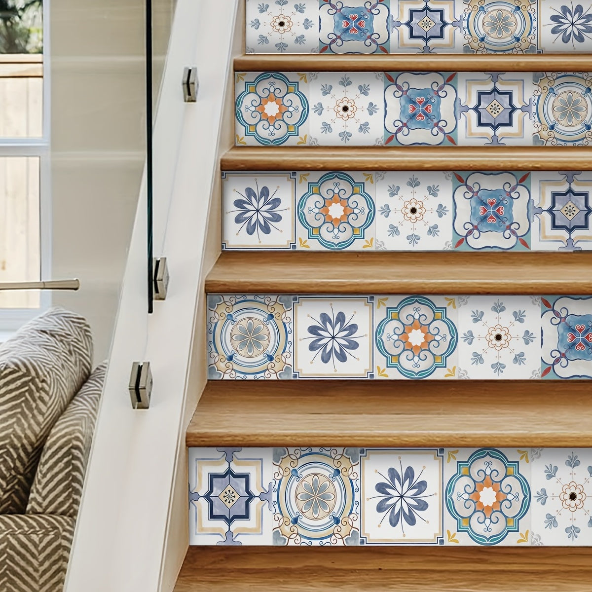 Moroccan Geometric Pattern Stair Decal Waterproof Self-adhesive Wallpaper