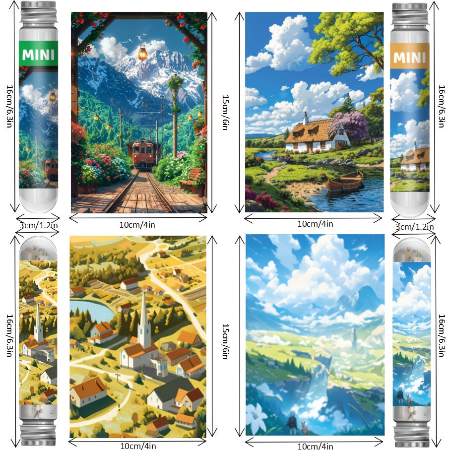 Mini Test Tube Puzzle 600pcs 4 Pack Set Natural Scenery Painting