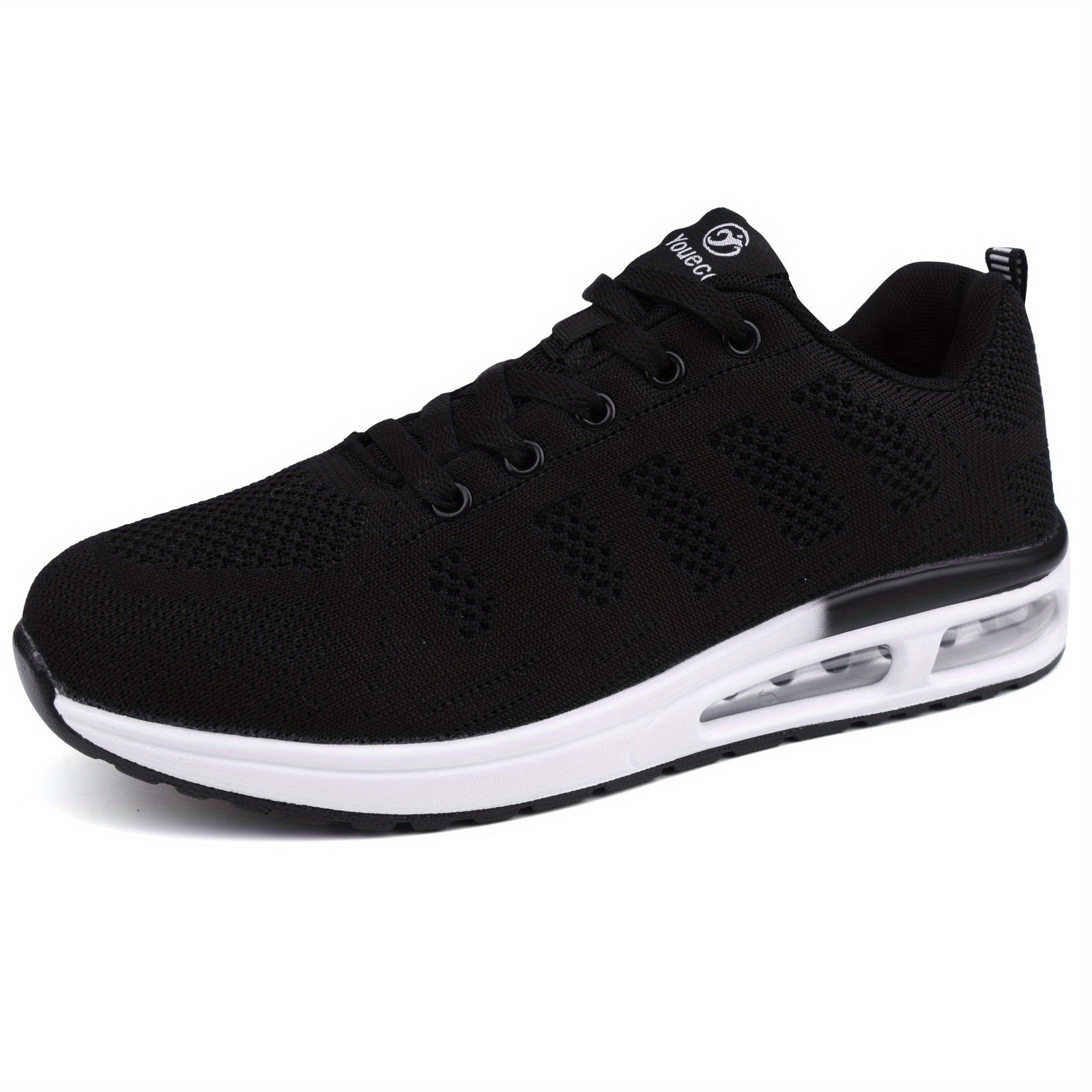 Women's Air Cushion Sneakers Lace Up Low Top Knit Casual Shoes