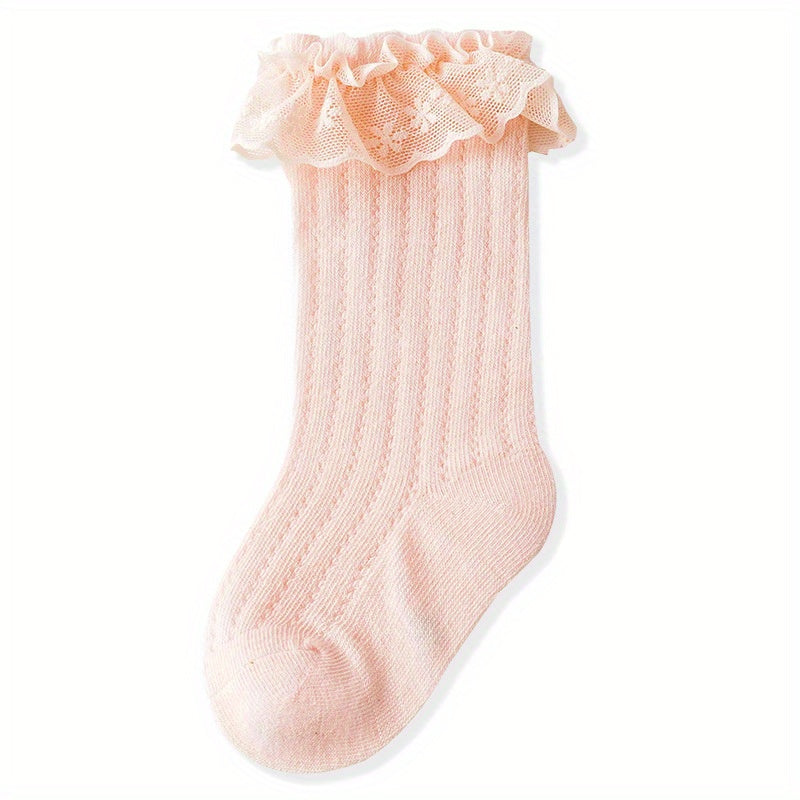 Girls Lace Brim Socks Comfortable Summer Mesh Crew Socks
