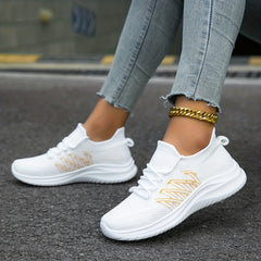 Women's Slip-On Running Shoes Breathable Elastic Casual Sneakers