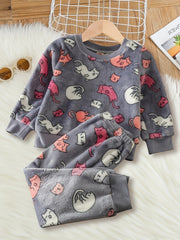 Kids Kitty Long Sleeve Fleece Pajama Set