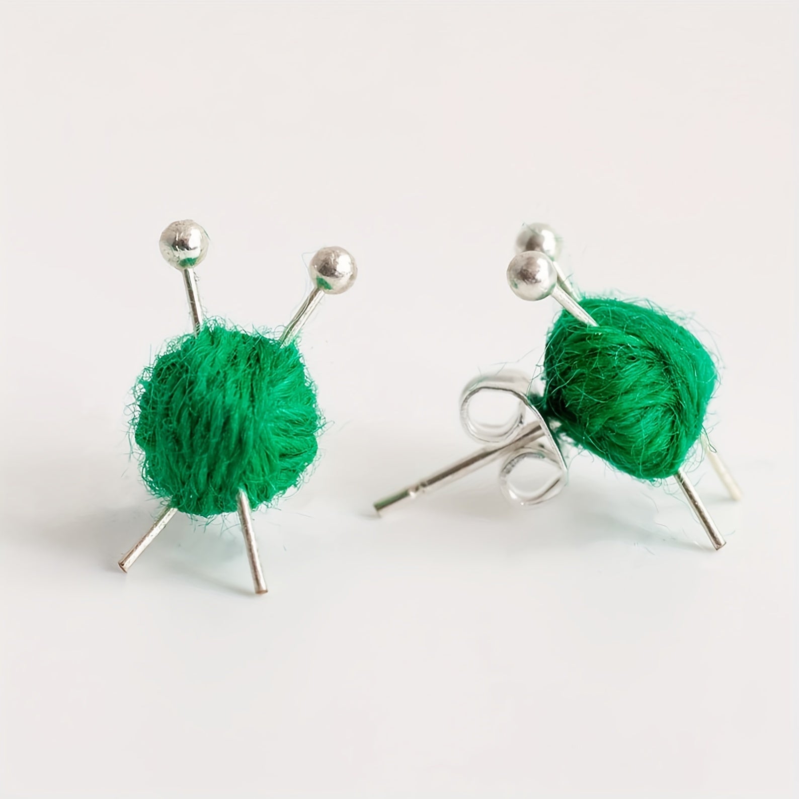 Yarn Ball & Needle Mini Stud Earrings - Holiday Gift