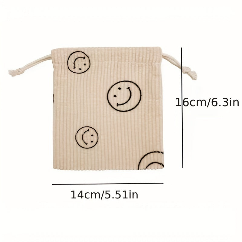Smile Face Drawstring Cosmetic Bag for Women Travel Small Makeup Bag