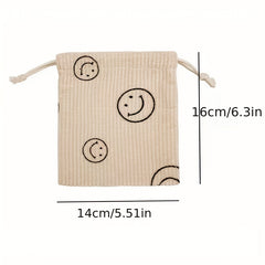 Smile Face Drawstring Cosmetic Bag for Women Travel Small Makeup Bag