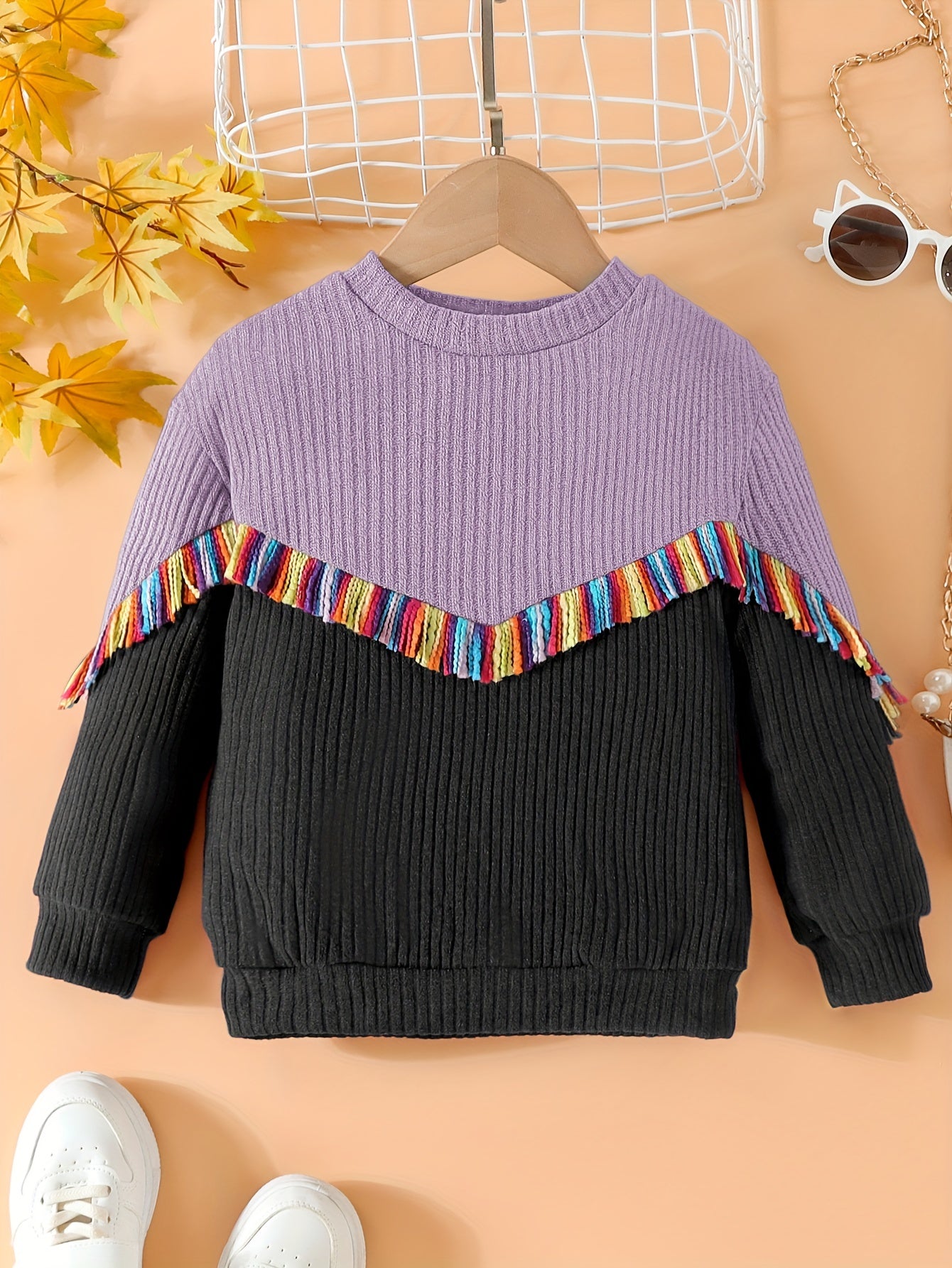 Girls' Boho Chevron Patchwork Sweater Top