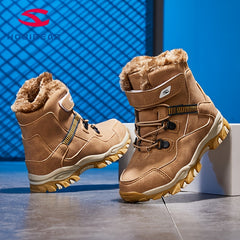 Men's Snow Boots Warm Fleece Ankle Boots Plush Cozy Outdoor Hiking Shoes