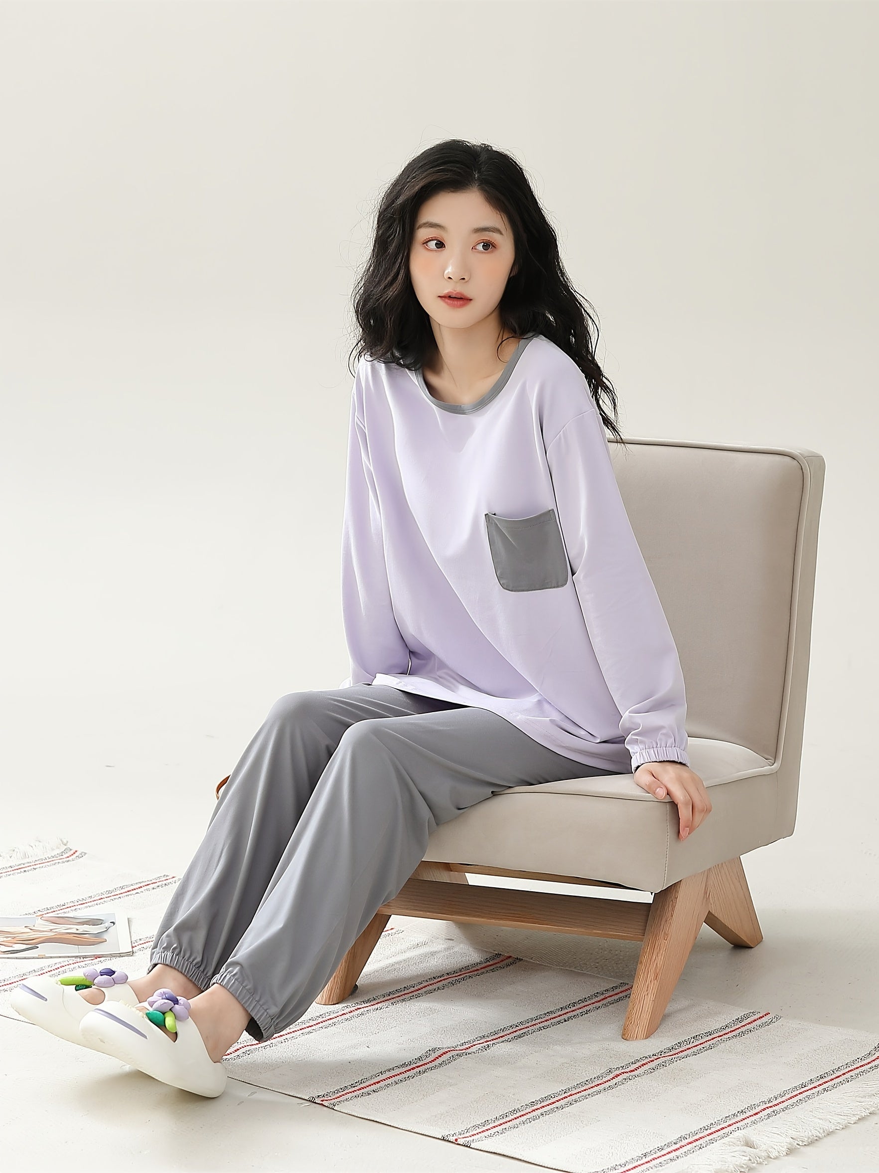 Women's Pajama Set Long Sleeve Top & Lounge Pants