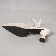 Women's Knit Heel Comfortable Slip On Pumps
