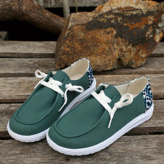 Women's Geometric Pattern Canvas Shoes Lightweight Loafers