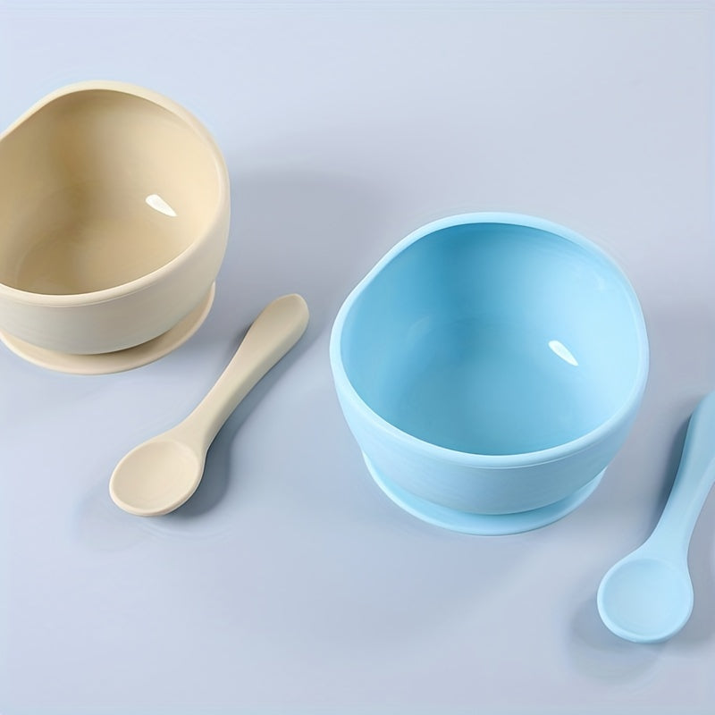 Baby Bowl and Spoon Set for Independent Eating with Silicone Sucker Bowl