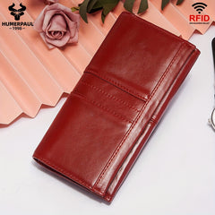 Women's Classic Bi-fold Wallet Top Grain Leather RFID Blocking