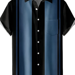 Stripe Print Men's Short Sleeve Shirt