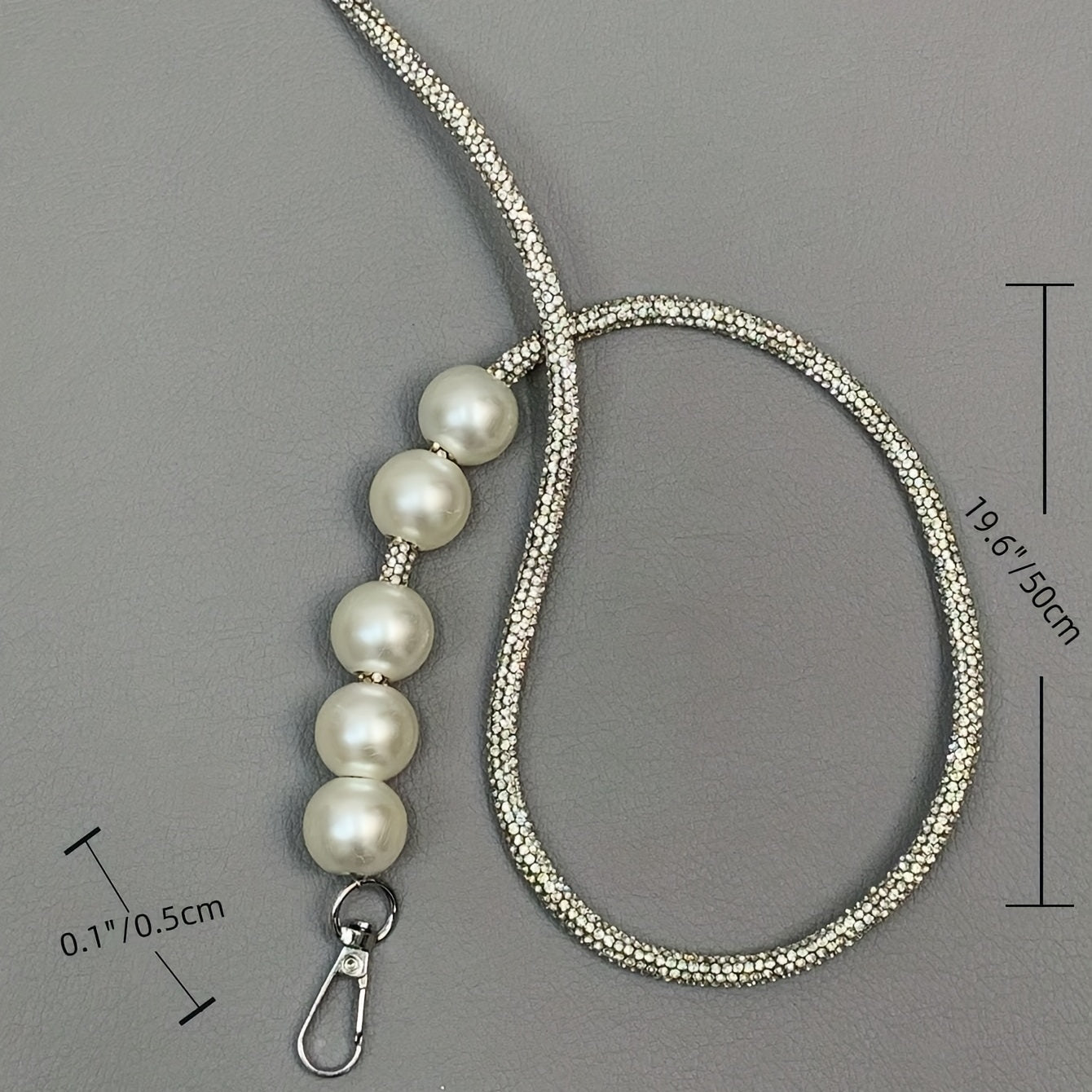 Glitter Rhinestone & Faux Pearl Decor Strap Stylish Purse Strap