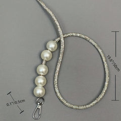 Glitter Rhinestone & Faux Pearl Decor Strap Stylish Purse Strap