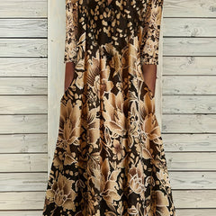 Floral & Dalmatian Print Long Sleeve Plus Size Casual Dress