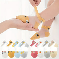 4pairs Boys Mesh Ice Silk Cartoon Ankle Socks