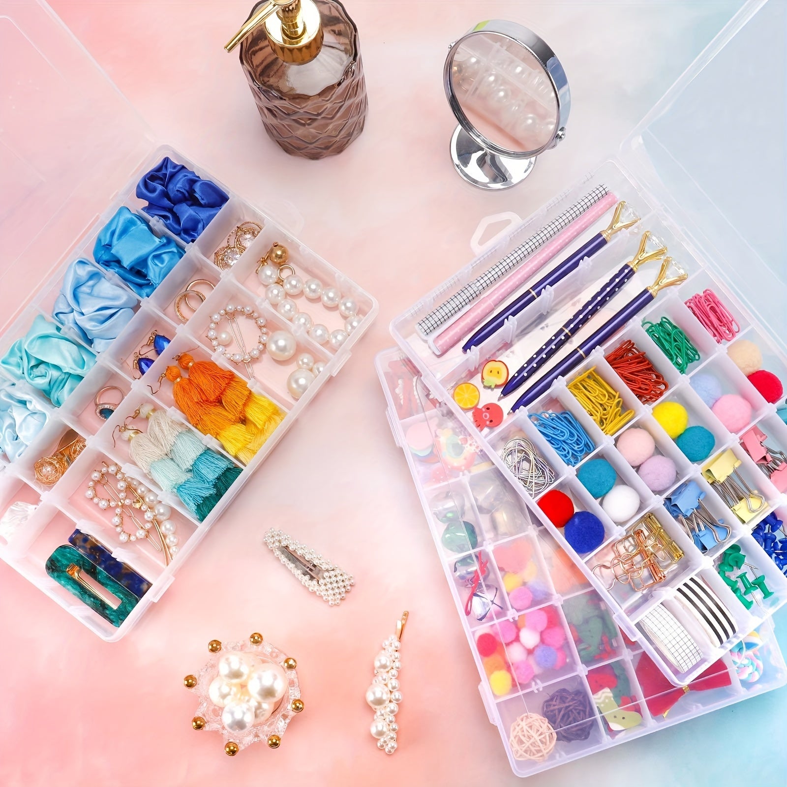 3 Pack Plastic Organizer Box 36 Grids with Adjustable Dividers Jewelry Bead Stor