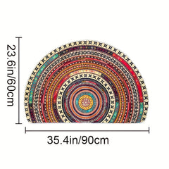Half Round Door Mat Semi Circle Bathroom Floor Rug Mandala Boho