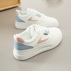 Women's Block Patchwork Non-slip Skate Shoes Thick Sole Platform Sneakers