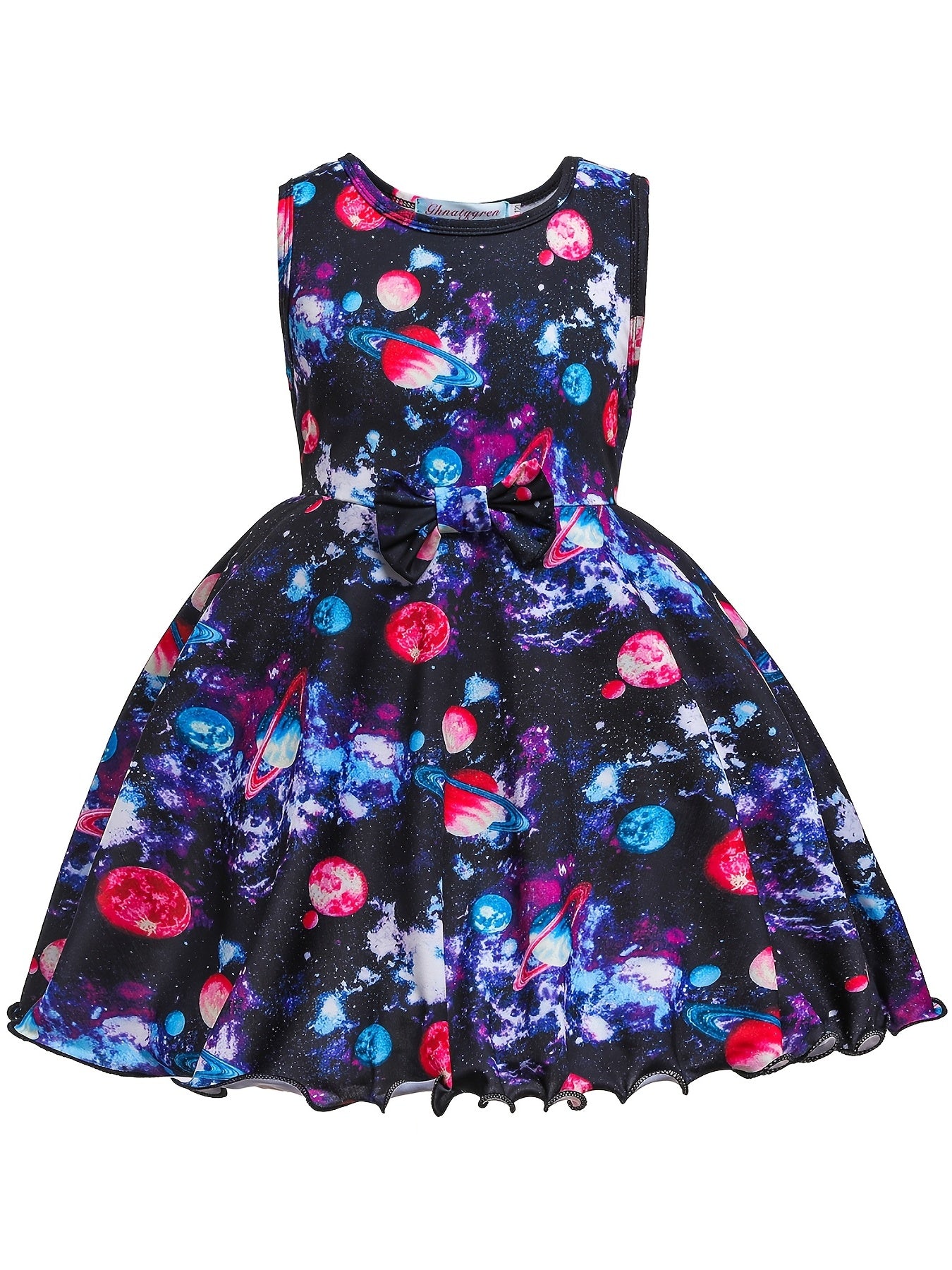 Girls Galaxy Print Sleeveless Dress Kids Clothes