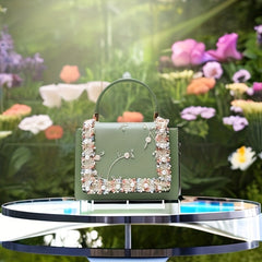 Floral Embroidery Handbags Faux Pearl Decor Crossbody Bag Sweet Purses