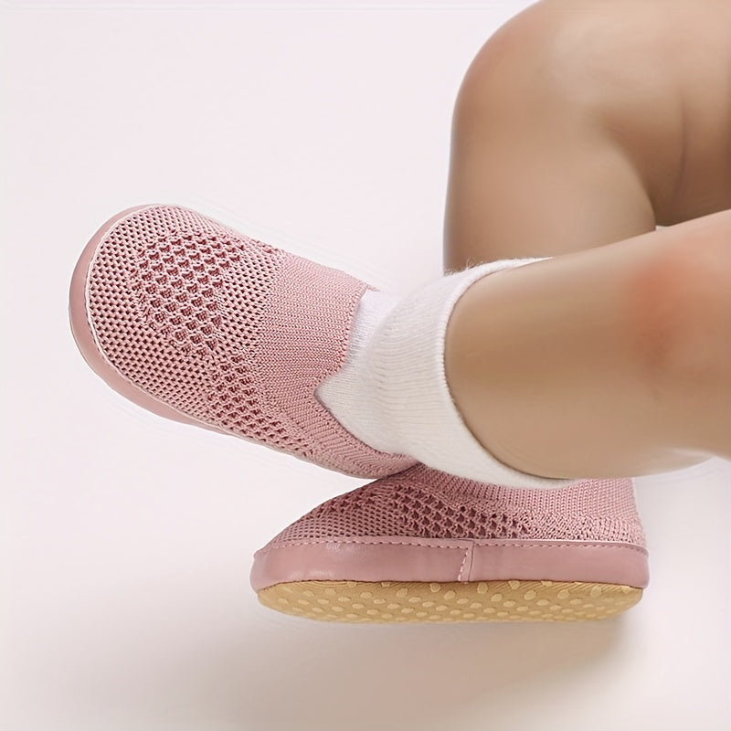 Breathable Slip On Woven Shoes For Baby Girls Lightweight Non slip Walking Shoes