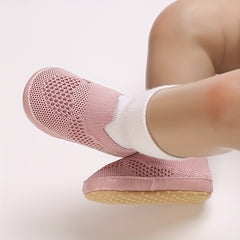 Breathable Slip On Woven Shoes For Baby Girls Lightweight Non slip Walking Shoes