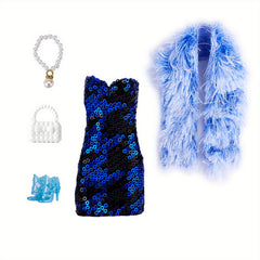 Sequin Skirt Princess Doll Dress for 11 8 Inch Clothes Mini Gown Party Wear