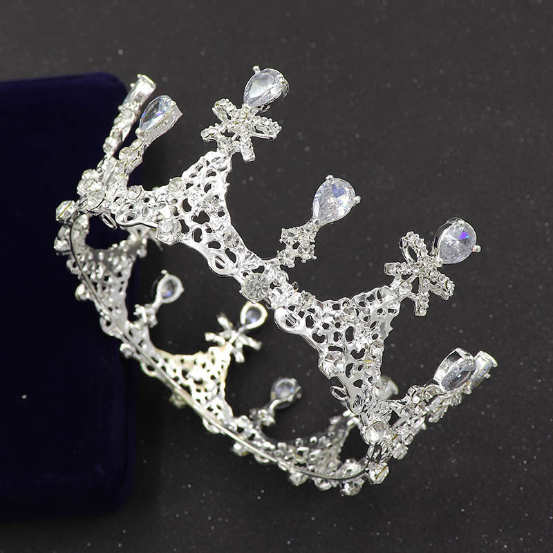 Round Zircon Crown Silvery Golden Hairband Headband