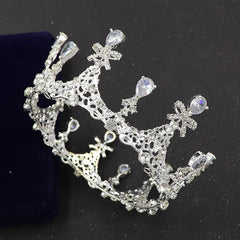 Round Zircon Crown Silvery Golden Hairband Headband