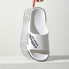 Men's Letter Print Platform Slides Unisex Slippers