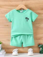 3-Piece Baby Boy's Coconut Tree Graphic T-shirt Shorts Set