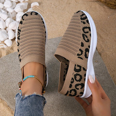 Leopard Print Slip-On Sneakers Lightweight Walking Shoes