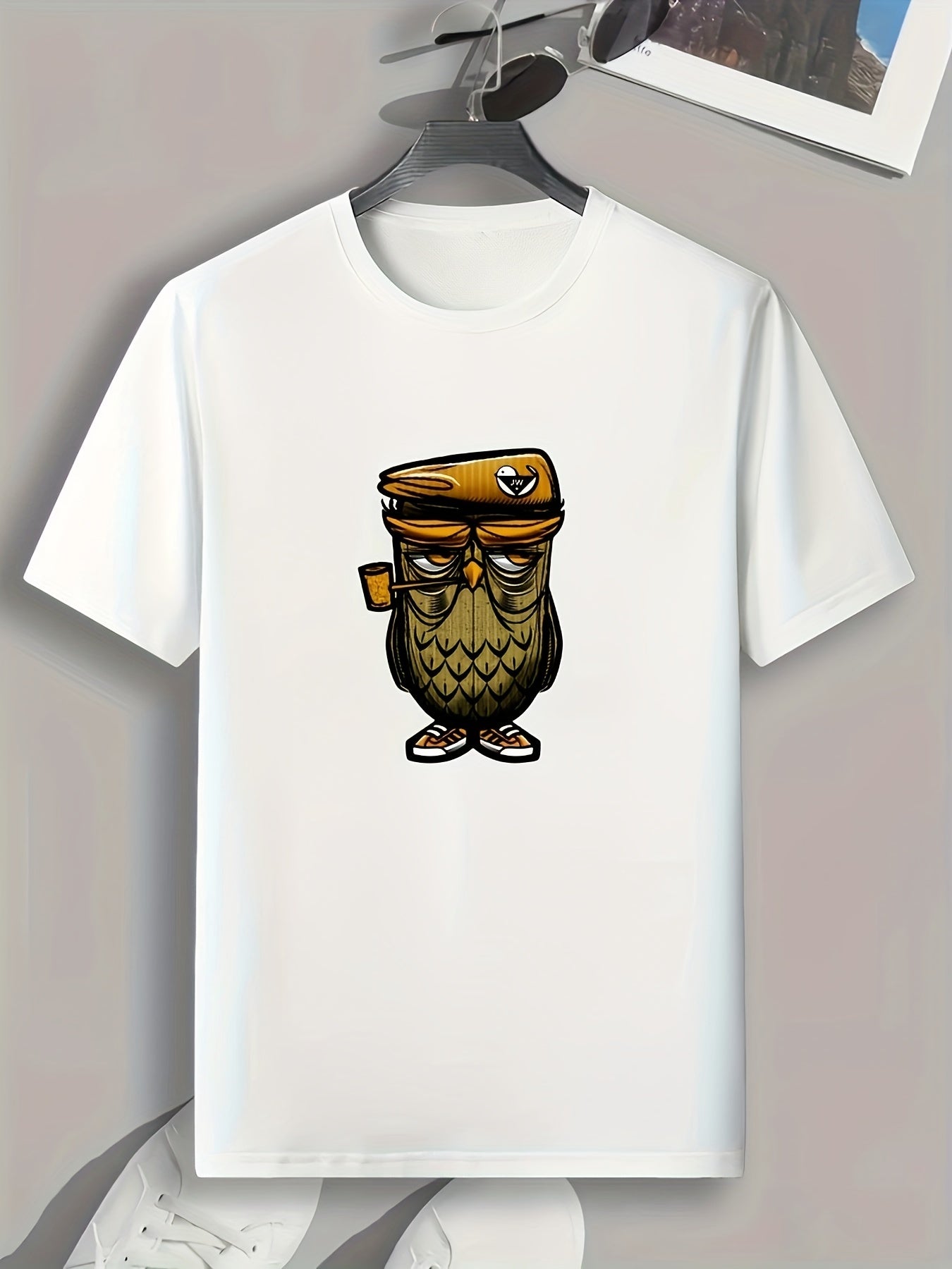 Owl Print Men's Graphic T shirt for Summer