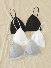 3 Pcs Girls Bralette Spaghetti Strap V Neck Padded Wire A B Cups Hook Closure