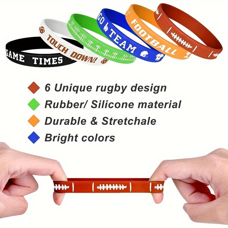 6 Football Theme Bracelets for Party Favors