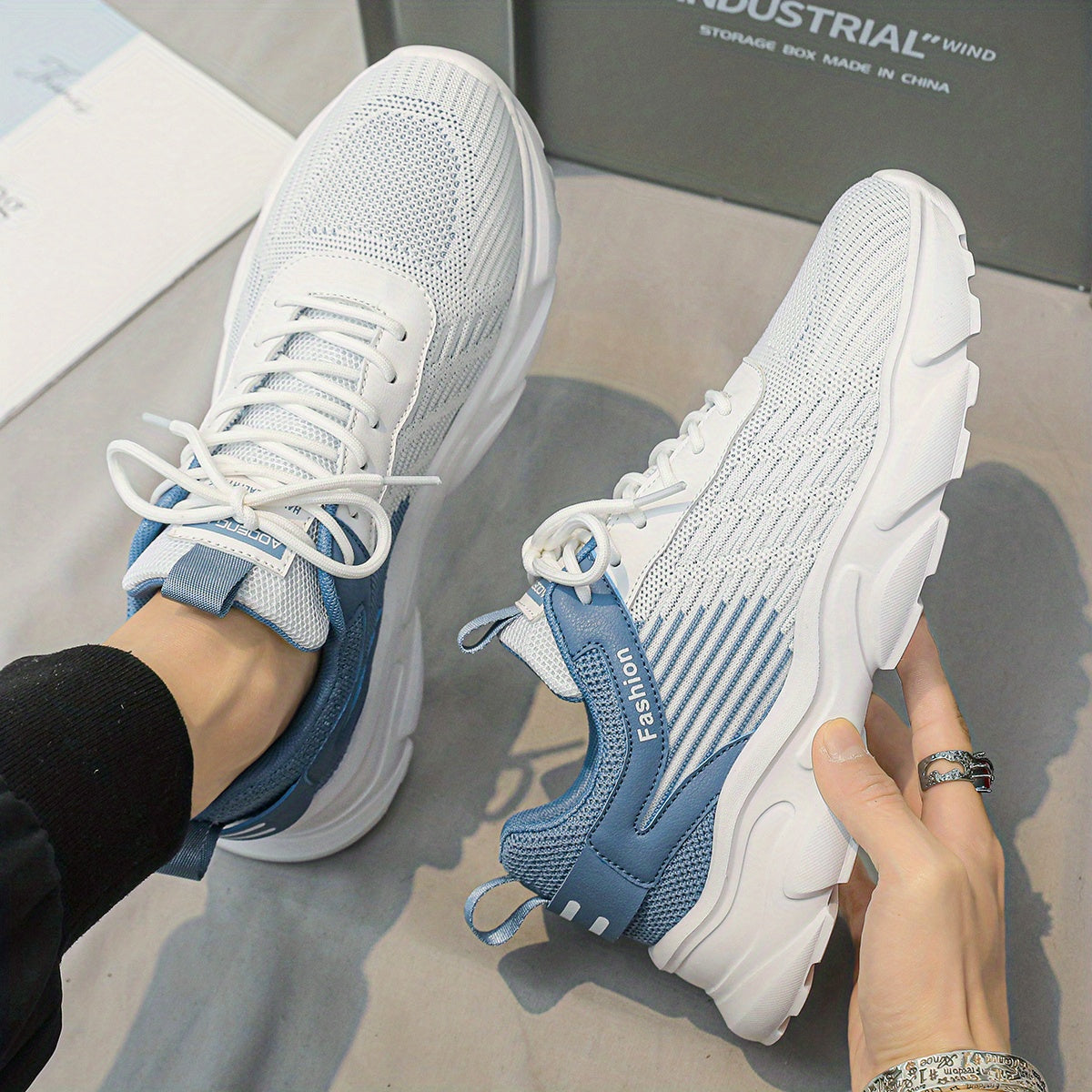 Breathable Striped Running Shoes for Men Comfortable Durable Shock Absorbing