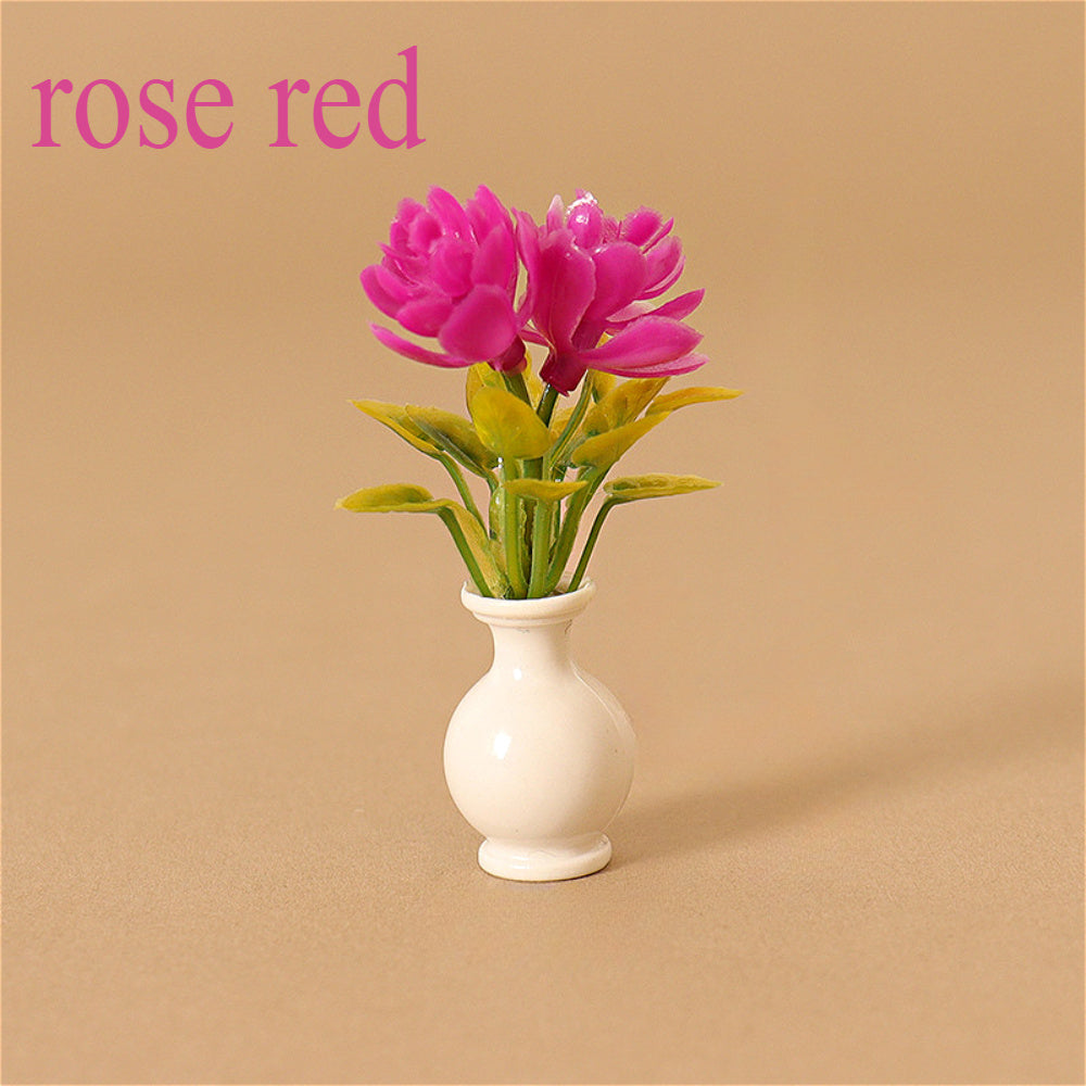 Colorful Mini Flower Arrangement in Vase for Dollhouses