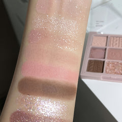 9-Color Matte/Shimmer/Sequin Finish Earth Tone Eyeshadow Palette Orange Brown