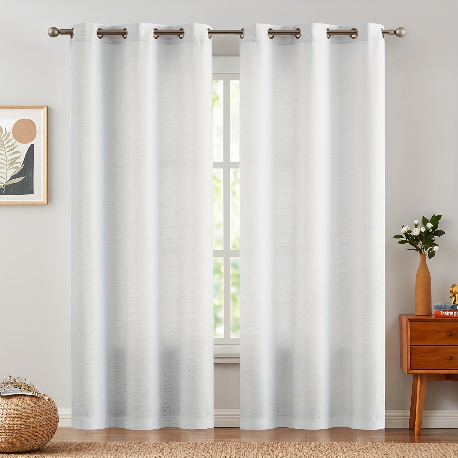Flat Jacquard Curtain Light filtering Grommet Top Curtain