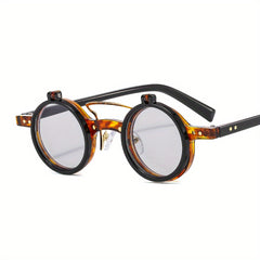 Round Frame Punk Double layer Flip Sunglasses Retro Outdoor Sunshade Decoration