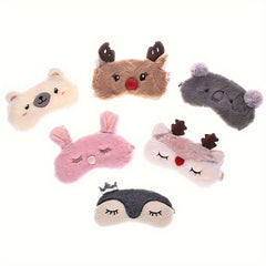 Soft Animal Shaped Eye Mask Plush Blackout Blindfold For Travel