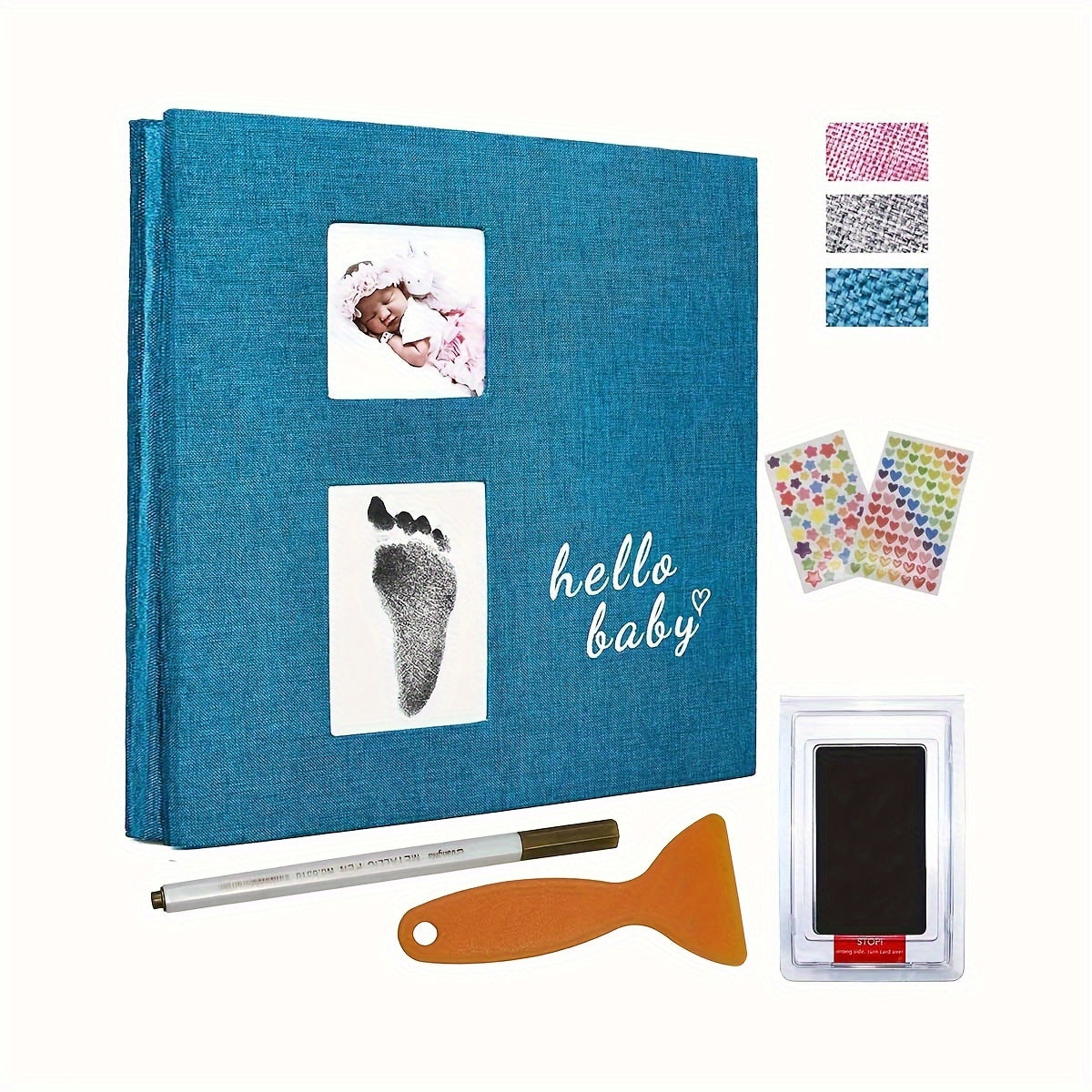 Children's Self-Adhesive Photo Album with Ink Pad and Pen